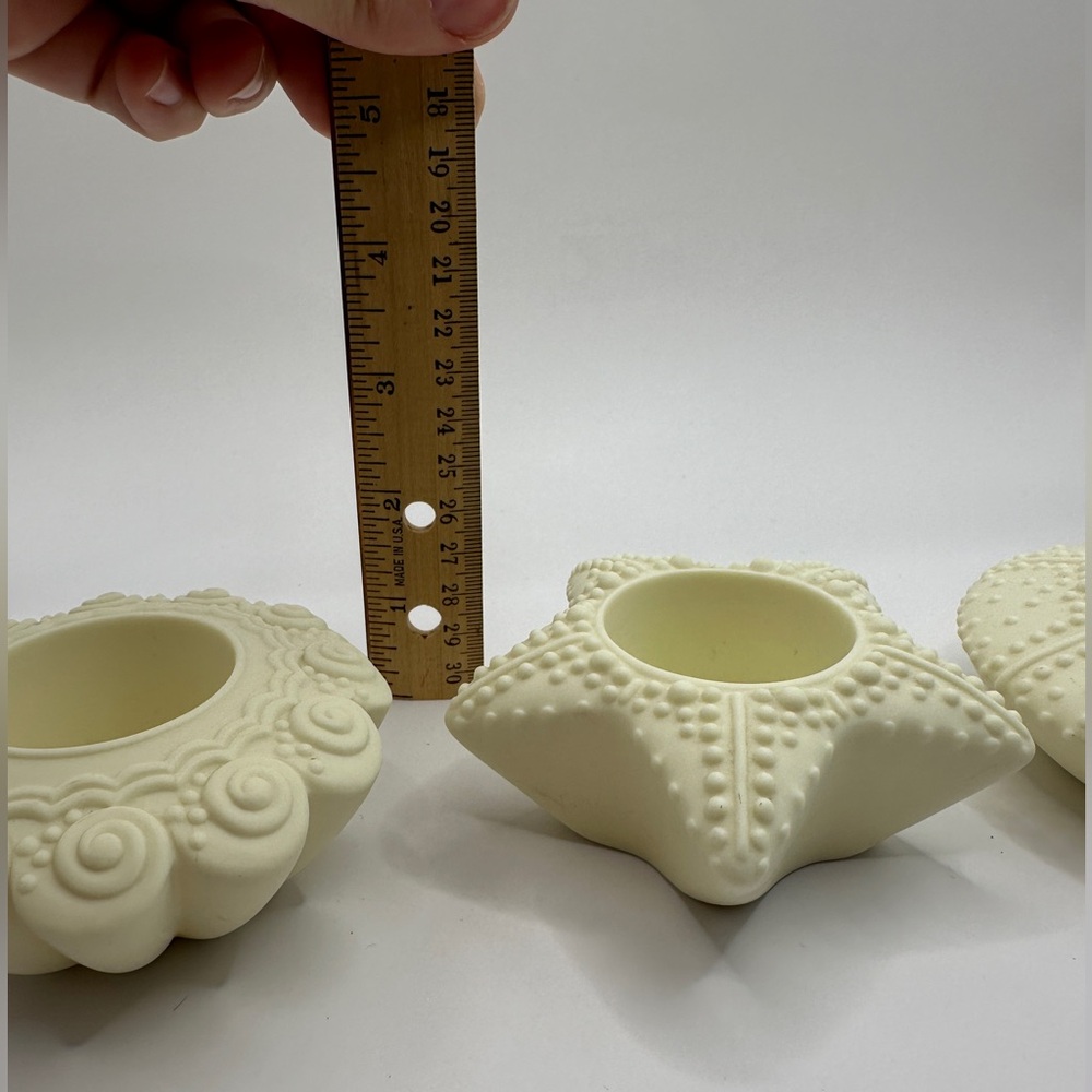 4/$25 PartyLite Set Of 3 Sea Shell Tea Light Candle Holders Starfish Ivory Cream - Picture 3 of 9